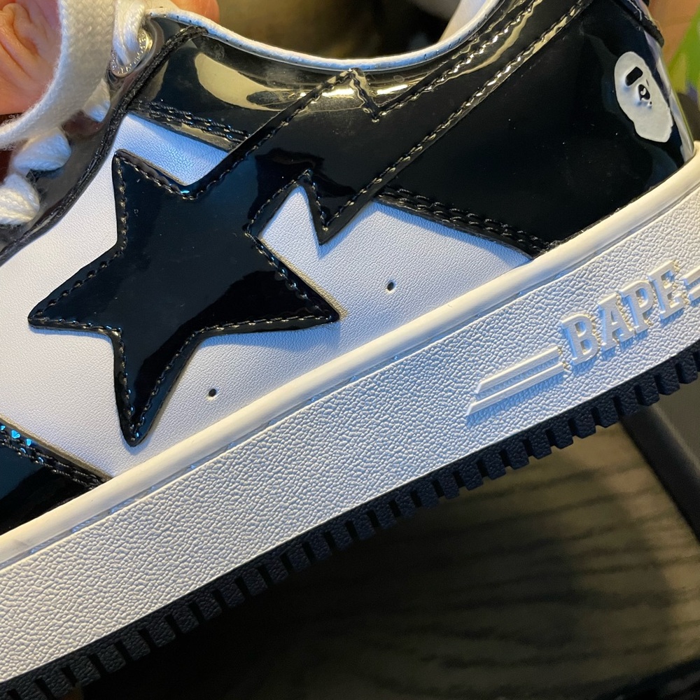 Bape Black and White Star Athletic Shoes
